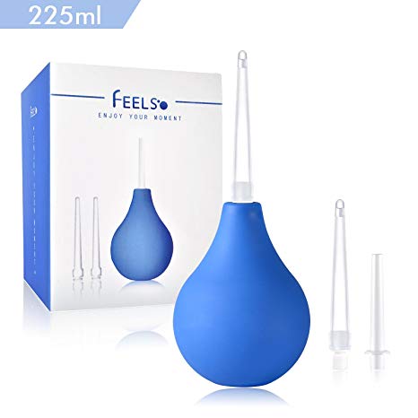 Enema Bulb, FEELSO Anal Vaginal Douche for Women Men Enema Kits with FDA Certificate Comfortable Medical Kits -225ml-Blue