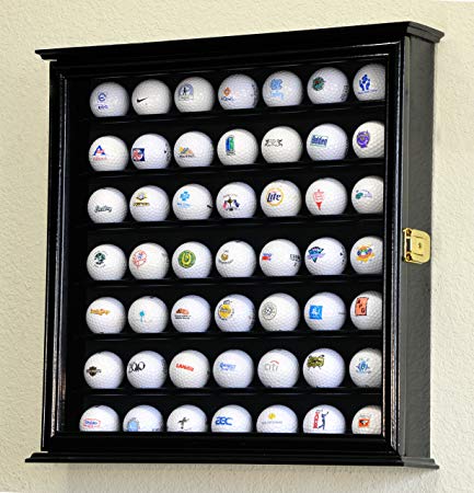 49 Golf Ball Display Case Cabinet Wall Rack Holder w/98% UV Protection Lockable -Black
