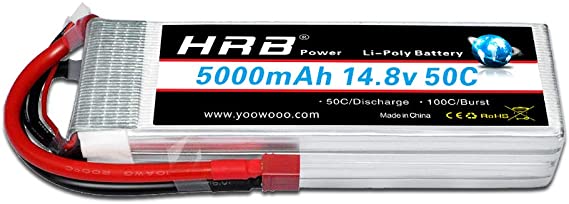 HRB 4s lipo Battery, 14.8v lipo Battery 5000mah 50C Deans T Plug for RC Car, RC Truck, RC Truggy RC Airplane UAV Drone FPV
