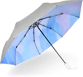 Cuby UV Sun Umbrella Compact Folding Umbrella lightweight Portable Manual Travel Umbrella for Rainproof & 99% UV Protection with Black Anti-UV Coating