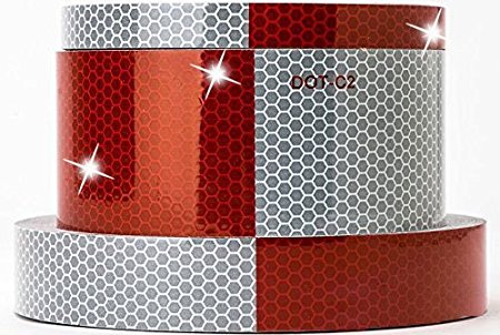 Starrey Reflective Tape 0.5"X10' DOT-C2 High Intensity Red White - 0.5 inch Trailer Reflector Safety Conspicuity Tape for Vehicles Trucks Bikes Cargos Helmets