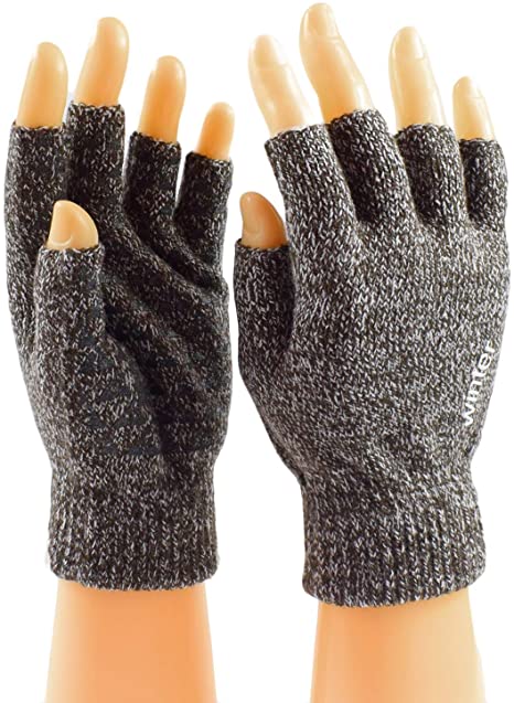 Womens Knit Fingerless Gloves Winter Driving Typing Gloves Warm Half Gloves