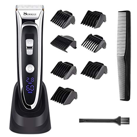 YOHOOLYO SURKER Hair Trimmer Hair Clippers Haircut Kit LED Display Ceramic Blade Rechargeable with AU Plug