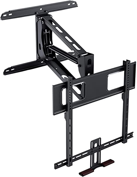 Pull Down TV Mount Over Fireplace for 42-70 Inch Flat/Curved TVs with Safety Gas Spring&Pull-Down Handle, Full Motion Fireplace TV Mount Max VESA 600x400mm, Loading 33-99lbs,16 Inch Studs, PSLFP1