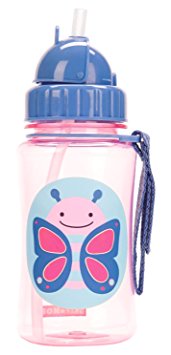 Skip Hop Zoo Straw Bottle, Holds 12 oz, Blossom Butterfly