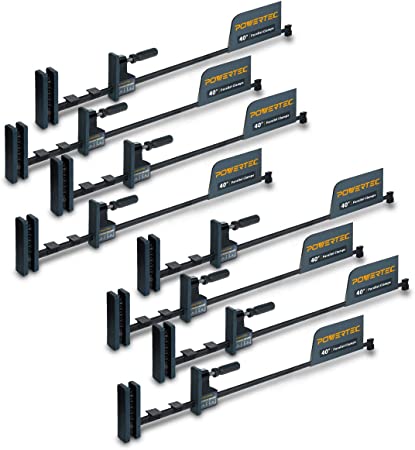 POWERTEC 71602-P4 Woodworking Parallel Clamps 40-Inch | Jaw Bar Clamp Spreader Tool | 8 PK