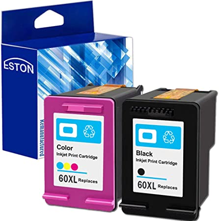 ESTON Remanufactured Ink Cartridges (Black Tri-color) for HP 60XL Compatible with Deskjet D2680 D5560 ( 2 Pack)