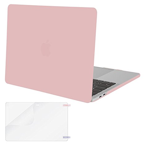 Mosiso MacBook Pro 15 Case 2017 & 2016 Release A1707, Plastic Hard Case Shell Cover with Screen Protector for Newest Macbook Pro 15 Inch with Touch Bar and Touch ID, Rose Quartz