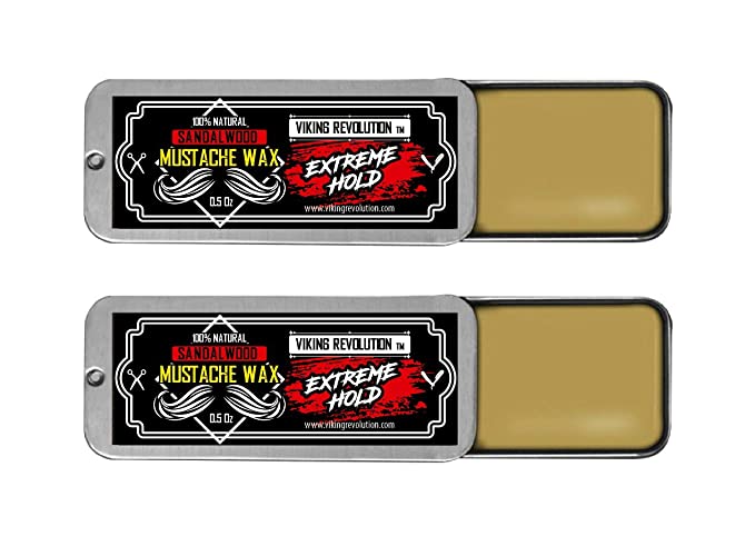 Mustache Wax 2 Pack - Extreme Hold Beard & Moustache Wax for Men - Strong Hold Helps Train Tame & Style - 0.5oz each (Sandalwood, 2 Pack)