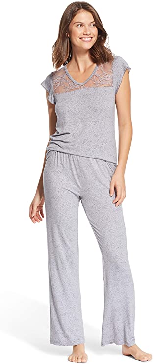 kathy ireland Women's 2 Piece Lightweight Shirt Long Pants Pajama Lounge Sleep Set