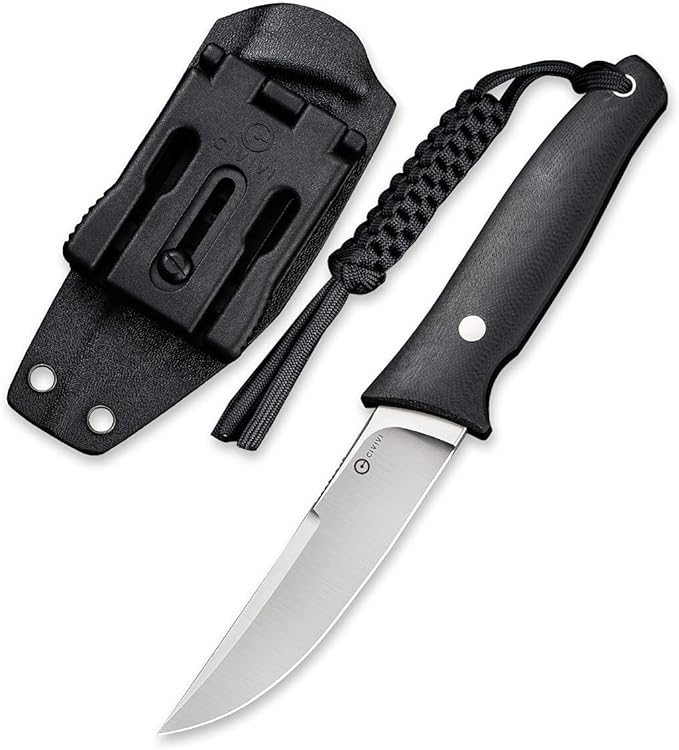 CIVIVI Tamashii Fixed Blade Knife with 4.07’’ D2 Blade G10 Handle, Kydex Sheath, T-clip for EDC Outdoor Carry C19046-1