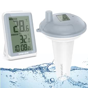 Floating Pool Thermometer Easy Read, IPX7 Waterproof Pool Thermometer for Water Temperature, Digital Pool Thermometer with Indoor Monitor & String for Outdoor Swimming Pools Spas Hot Tubs Ponds