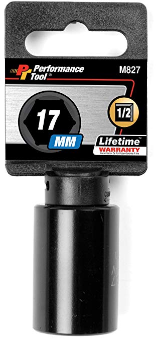 Performance Tool M827 1/2" Dr. 6-Point Impact Socket, 17mm
