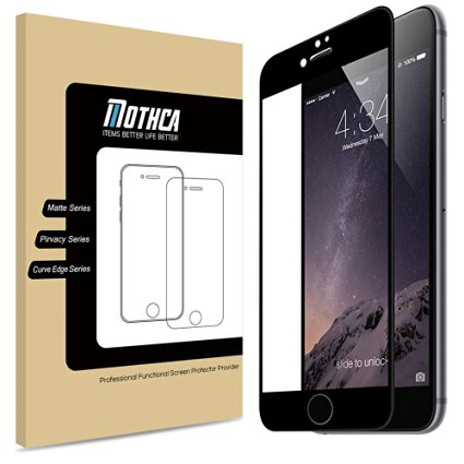 iPhone 7 Screen Protector, Mothca 3D Curve Edge Tempered Glass Full Screen Coverage Edge to Edge HD Clear Screen Protector Film with Thin but Tough Piano Paint Finish Steel Alloy Frame (Black)