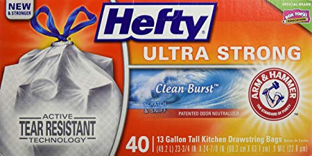 Hefty Ultra Strong Tall Kitchen Trash Bags - Clean Burst, 13 Gallon, 40 Count