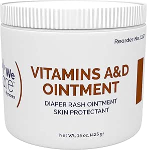 Dynarex Vitamins A & D Ointment, Ointment with Vitamin A and Vitamin D Skin Protectant, for Diaper Rash and Discomfort, White, 4-15 oz Jars of Dynarex Vitamins A & D Ointment