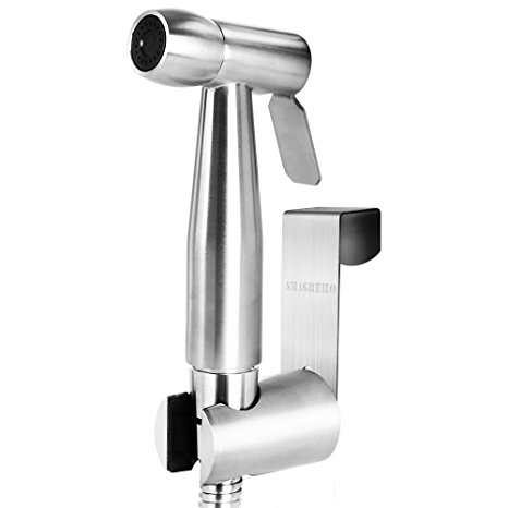 SMAGREHO Premium Stainless Steel Hand Held Bidet Sprayer, Diaper Sprayer Shattaf - Complete Set for Toilet (Round,higher press)