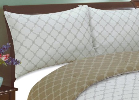 Natural Comfort Luxury Lines Microfiber Reversible Comforter Set, King, Snow Gold