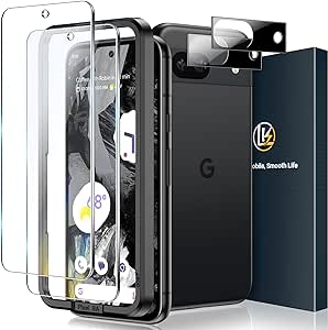 [2 2 Pack] LK 2 Pack Compatible for Google Pixel 8a Tempered Glass Screen Protector   2 Pack Camera Lens Screen Protector, Easy Installation 9H Hardness glass film Anti-Scratch 6.1-inch