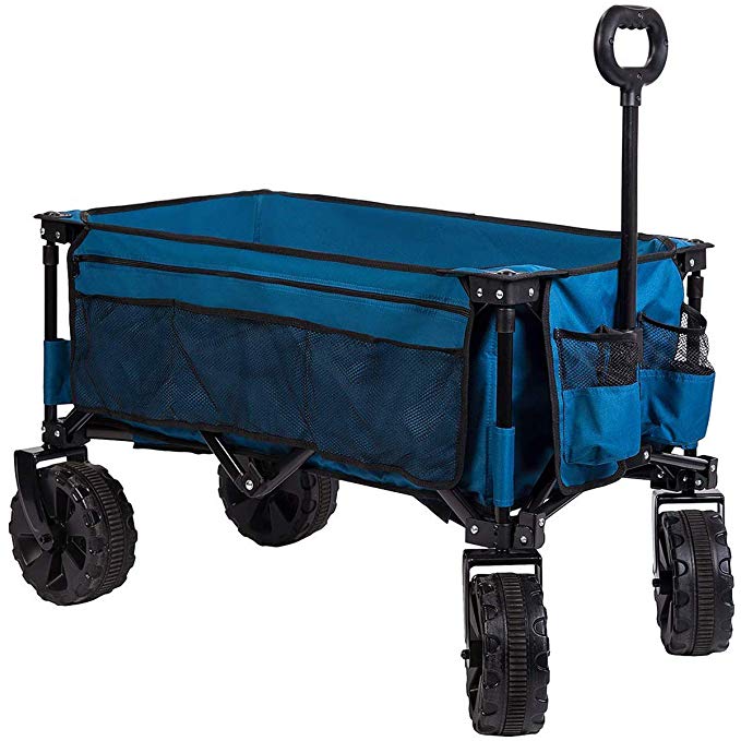 Timber Ridge Folding Camping Wagon/Cart - Collapsible Sturdy Steel Frame Garden/Beach Wagon/Cart Heavy Duty (Renewed)