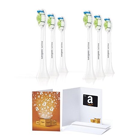 Philips Sonicare DiamondClean Toothbrush Heads (6-count) with $10 Amazon.com Gift Card