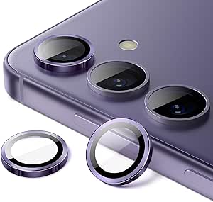 JETech Pellicola Fotocamera per Samsung Galaxy S24, 9H Vetro Temperato Cover Anello Individuale in Metallo, Vassoio di Installazione Facile, HD Chiaro, 1 Set (Cobalt Violet)