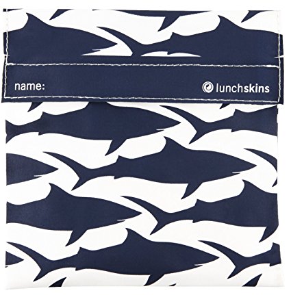 LunchSkins Reusable Sandwich Bag, Navy Blue Shark