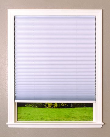 Easy Lift Trim-at-Home Cordless Pleated Light Blocking Fabric Shade White, 36 in x 64 in, (Fits windows 19"- 36")