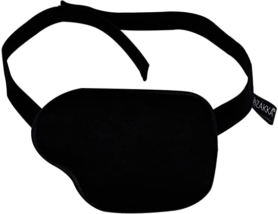 eZAKKA Eye Patches for Adults, Lazy Eye Patch Eyepatch for Amblyopia Strabismus with Buckle, Black (Left)