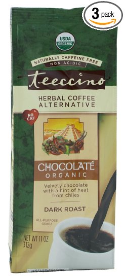 Teeccino Chocolate Organic Herbal Coffee Alternative, Caffeine Free, Acid Free, 11oz (Pack of 3)