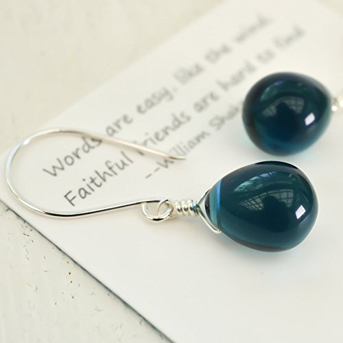 Dark blue glass dangle earrings 14kt rose gold-filled, 14kt yellow gold-filled or sterling silver