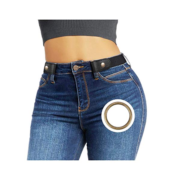 JASGOOD Buckleless Belt Women No Buckle Elastic Belt for Jeans Pants No Show Stretch Belt for Men