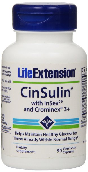 Life Extension CinSulin w/ InSea2 and Crominex 3 , 90 vegetarian caps