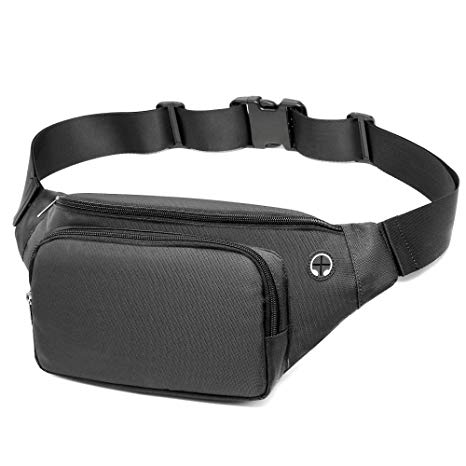 Cambond Waist Bag Pack, Large Fanny Pack for Men Women Waist Pack Hip Bum Bag with Headphone Jack and Adjustable Strap for Outdoors Workout Traveling Casual Running Hiking Cycling
