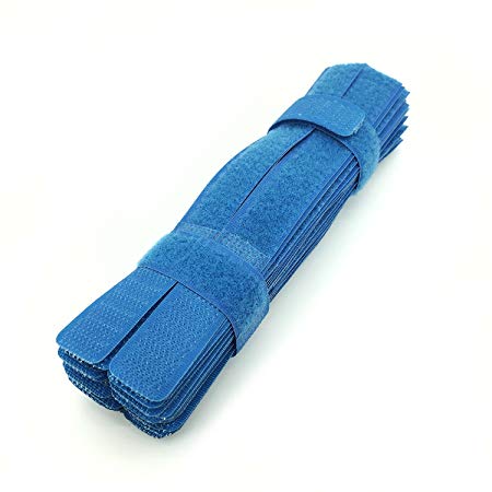 PASOW 50pcs Cable Ties Reusable Fastening Wire Organizer Cord Rope Holder 7 Inch (Blue)