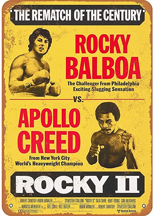 12" x 8" Gym Metal Sign, 1979 Rocky Balboa vs. Apollo Creed, The Rematch of The Century, Vintage Look Reproduction