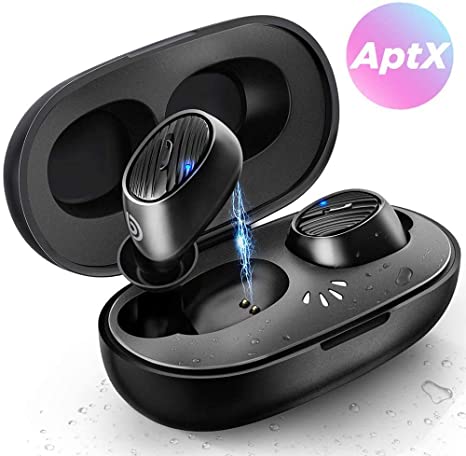 True Wireless Earbuds, Bomaker Bluetooth 5.0 in-Ear Stereo Headphones, AptX Pumping Bass, Built in Mic Headset, Graphene Drivers, One-Step Pairing, Secure Fit, IPX7 Sweatproof for Work, Gym, Sports