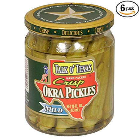 Talk O Texas Okra Pickled Mild, 16-ounce Jars (Pack of 6)