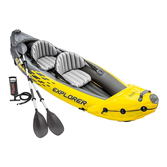 Intex Explorer K2 Kayak, 2-Person Inflatable Kayak Set with Aluminum Oars and High Output Air Pump