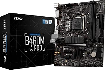 MSI B460M-A PRO ProSeries Motherboard (mATX, 10th Gen Intel Core, LGA 1200 Socket, DDR4, M.2 Slot, USB 3.2 Gen 1, 2.5G LAN, DVI/HDMI)