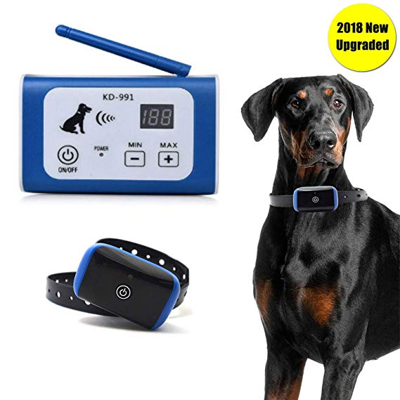 Wireless Electric Dog Fence Pet Containment System, Safe and Effective Anti Over Shock Design, Adjustable Control Range Up to 550YD & Display Distance, 1 Collar Receivers Rechargeable & Waterproof