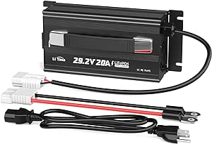 LiTime 29.2V 20A LiFePO4 Battery Charger Designed for 24 Volt LiFePO4 Battery, 4 Built-in Safety Protections, Support 0V Charging Function to Reactivate or Repair Long-unused Battery