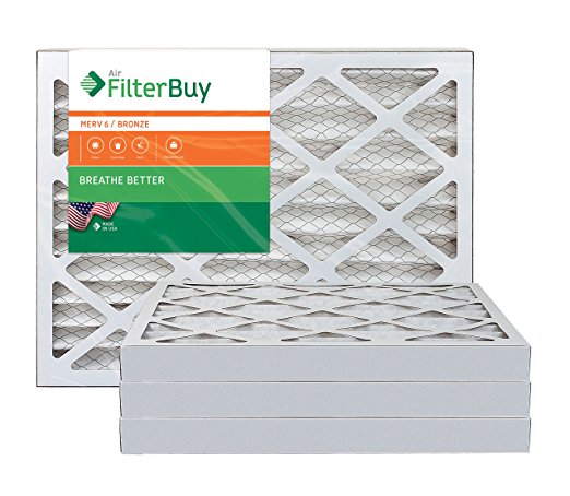 AFB Bronze MERV 6 18x24x2 Pleated AC Furnace Air Filter. Pack of 4 Filters. 100% produced in the USA.