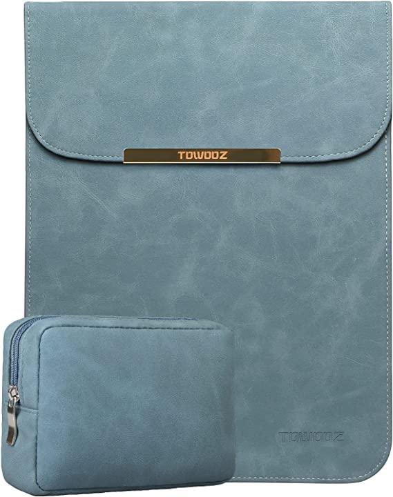 TOWOOZ Macbook Pro 13 Inch Sleeve Compatible with 2022 M2 Macbook Air 13.6 Inch A2681/13-13.3 Inch Macbook Air/Pro Waterproof Anti-scratch Lightweight Thin Faux Suede Leather Macbook Sleeve with Pouch