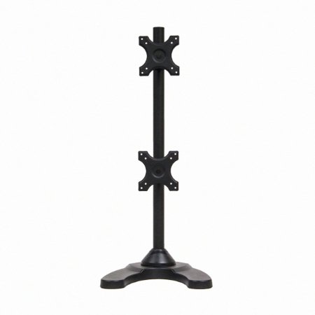 NavePoint Dual Vertical LCD Monitor Mount Stand Free Standing Holds 2 Stacked Screens Up To 24-Inches
