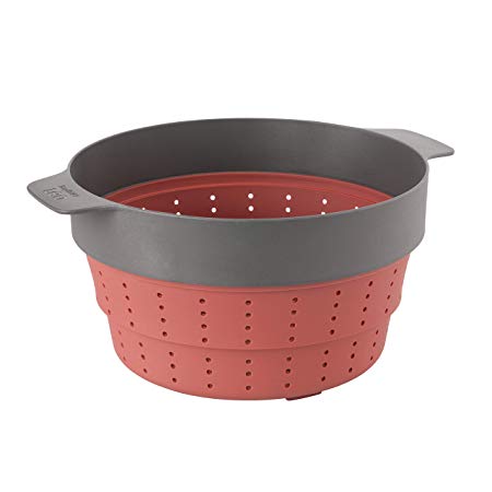 BergHOFF Leo Collection 10 Inch 2-in-1 Steam And Strain Silicone Strainer In Pink And Grey