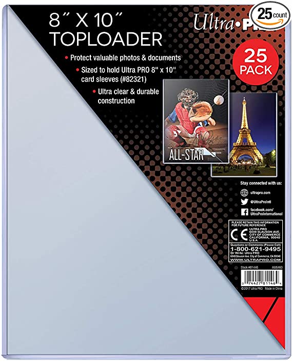 Ultra Pro Clear Toploader 8-Inches x 10-Inches (25-Count)