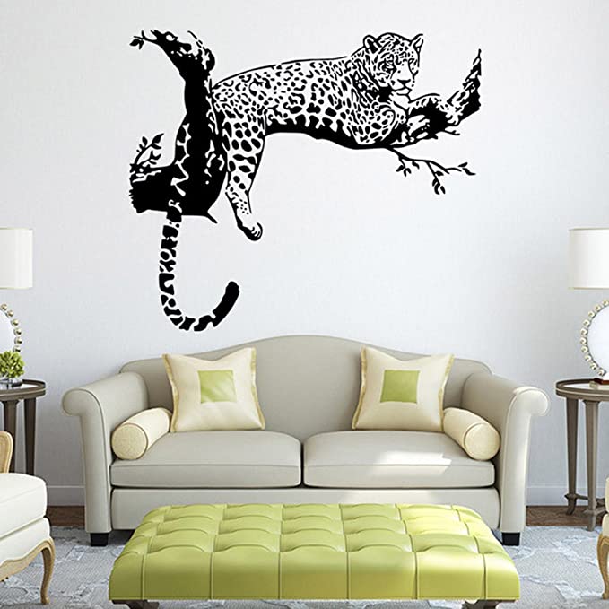 Black African Leopard Wall Decal Removable Mural Wall Stickers for Home Decor