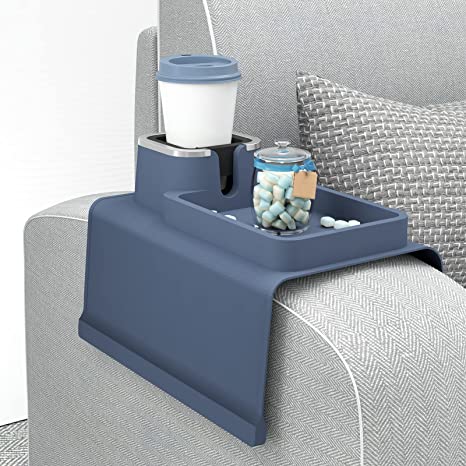 LINGSFIRE Sofa Cup Holder Armrest Cup Holder Silicone Couch Tray Temperature Resistant & Anti-Slip Couch Cup Holder Remote Control/Cellphone/Water Glass Couch Drink Holder for Sofa Armchair Recliner