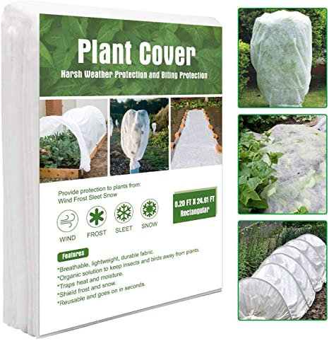 Tikola Plant Cover Freeze Protection 8X24 Ft 1oz Floating Frost Blanket for Winter Row Cover Fabric Vegetable Garden Quilt for Plant Growth Rectangle